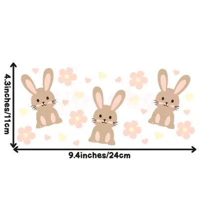 Flowers and Hearts Bunnies Glass Tumbler